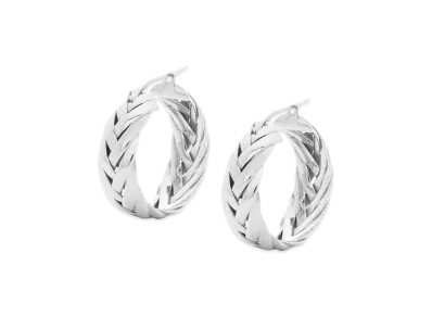 LOEWE Braided Hoop Earrings "Silver"