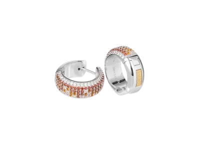 LOEWE Pave Hoop Earrings "Silver/Brown"