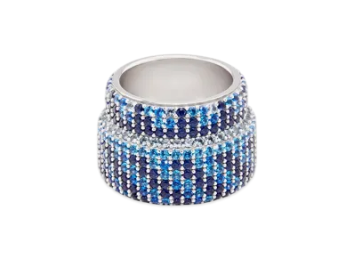 LOEWE Pave Large Ring "Silver/Blue"