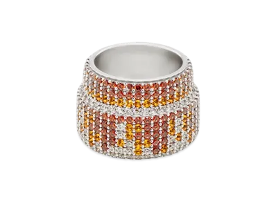 LOEWE Pave Large Ring "Silver/Brown"