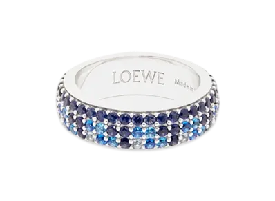 LOEWE Pave Thin Ring "Silver/Blue"