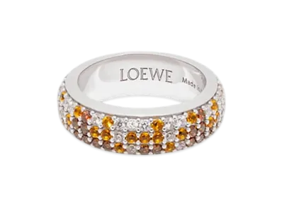 LOEWE Pave Thin Ring "Silver/Brown"