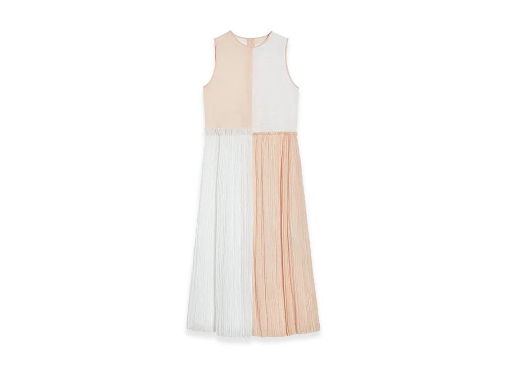 Jil Sander Cotton Muslin Pleated Dress "Optic White"