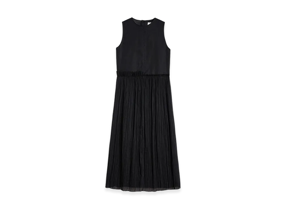 Jil Sander Cotton Muslin Pleated Dress "Black"