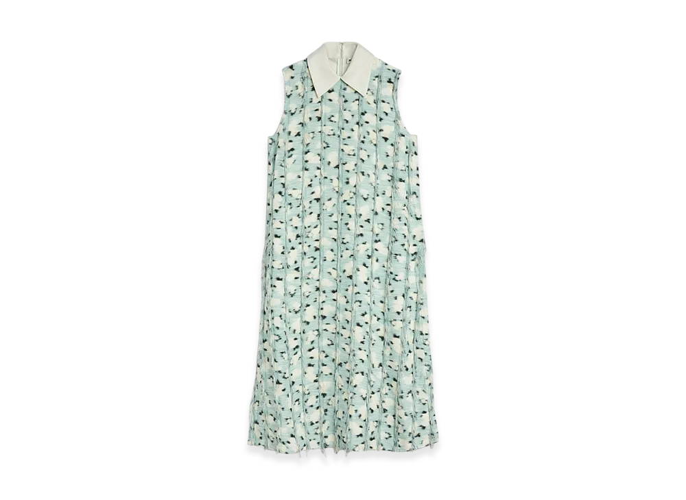 Jil Sander Fringed Fil Coupe Printed Dress "Summer Lake"
