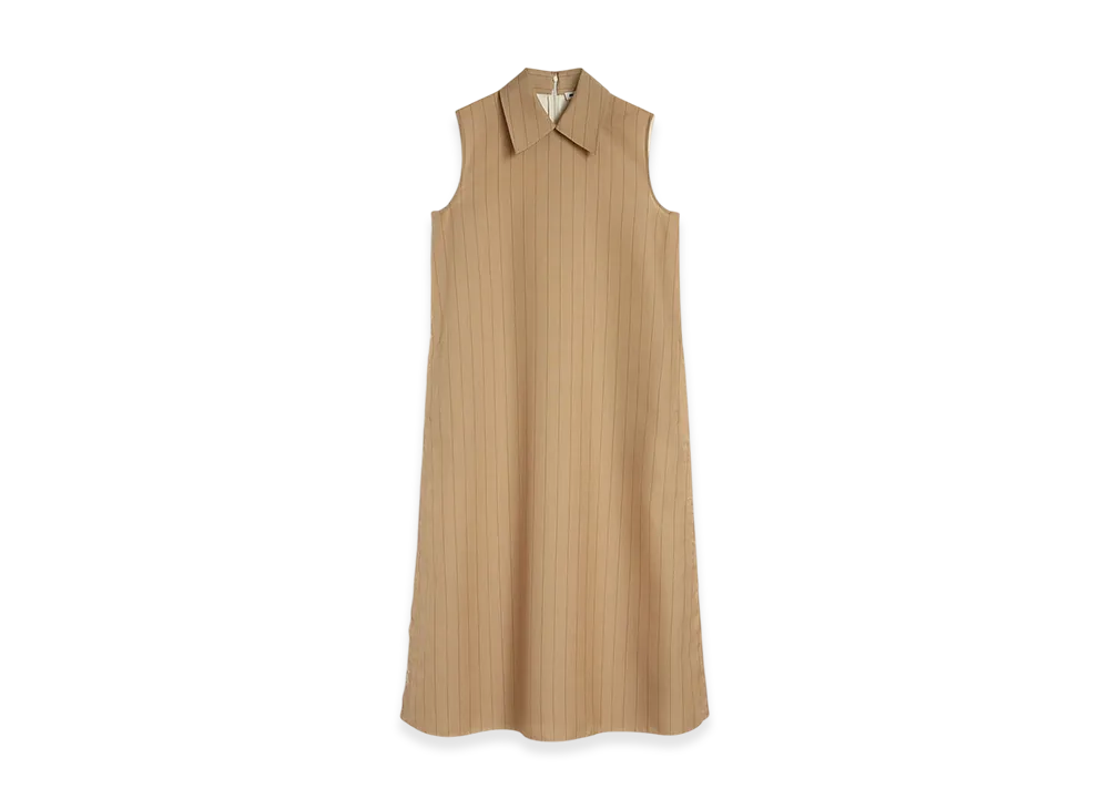 Jil Sander Wool Blend Pinstripe Shirt Dress "Strawberry Whirl"