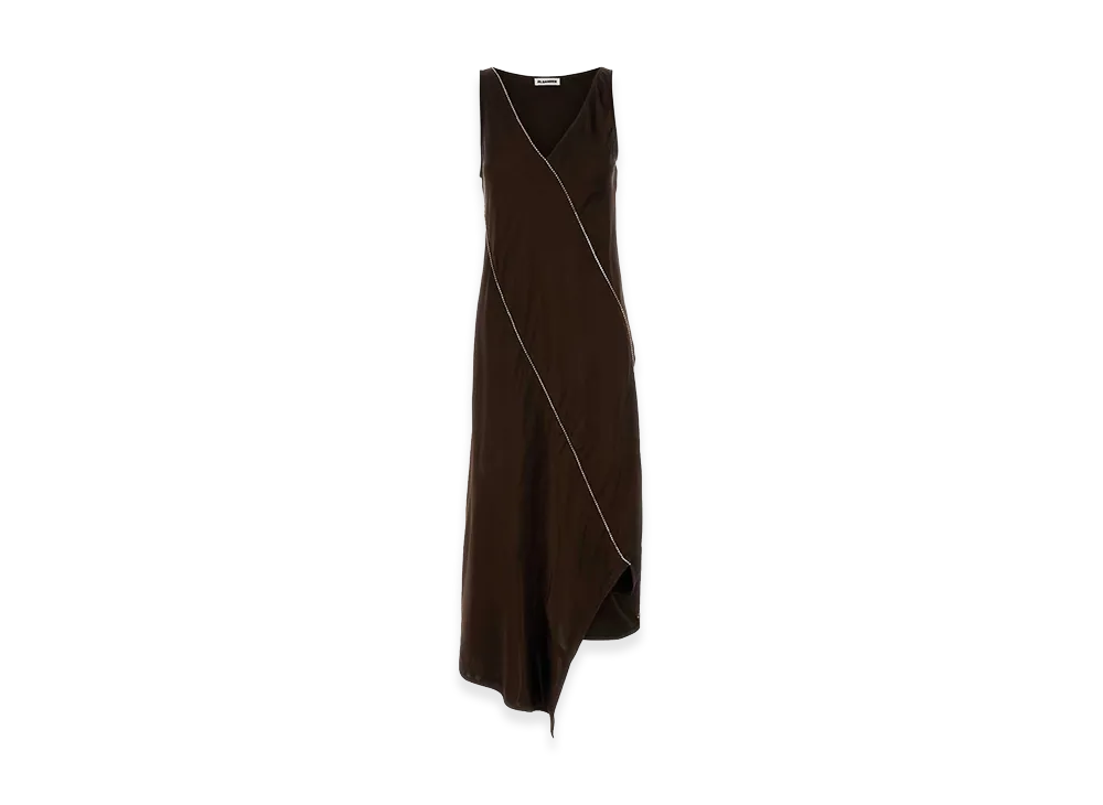 Jil Sander Women's Chocolate Satin Dress "Brown"