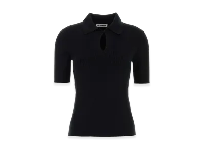 Jil Sander Women's Wool Polo Shirt "Black"