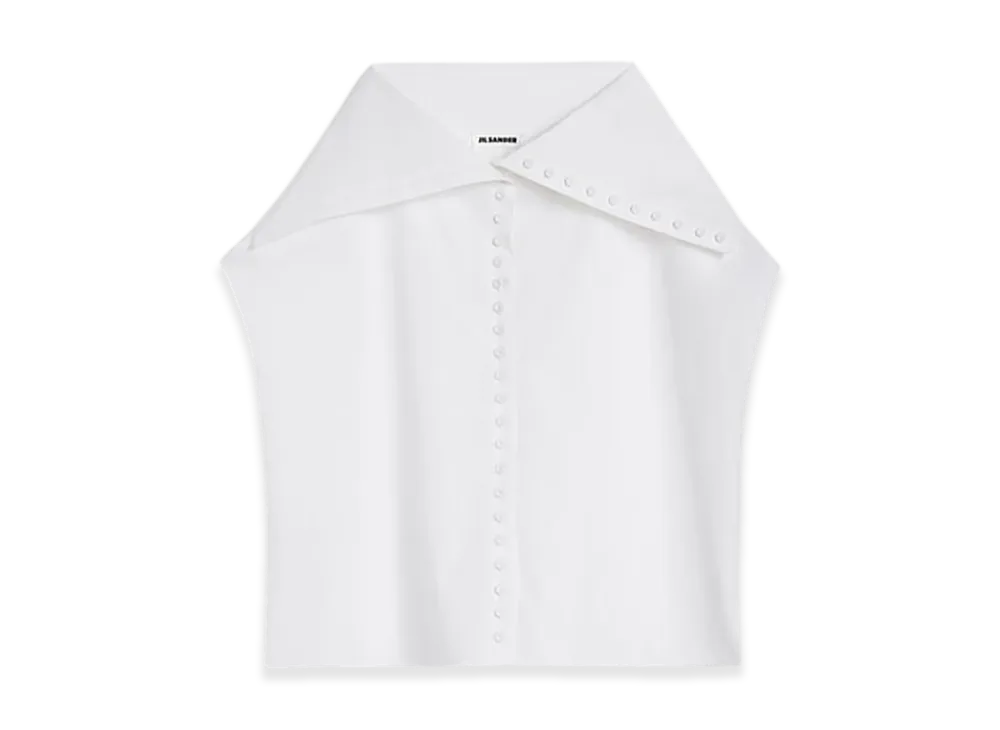 Jil Sander Cotton Poplin Caped Top "Optic White"