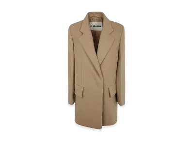 Jil Sander Women's Short Double Breasted Coat "Beige"