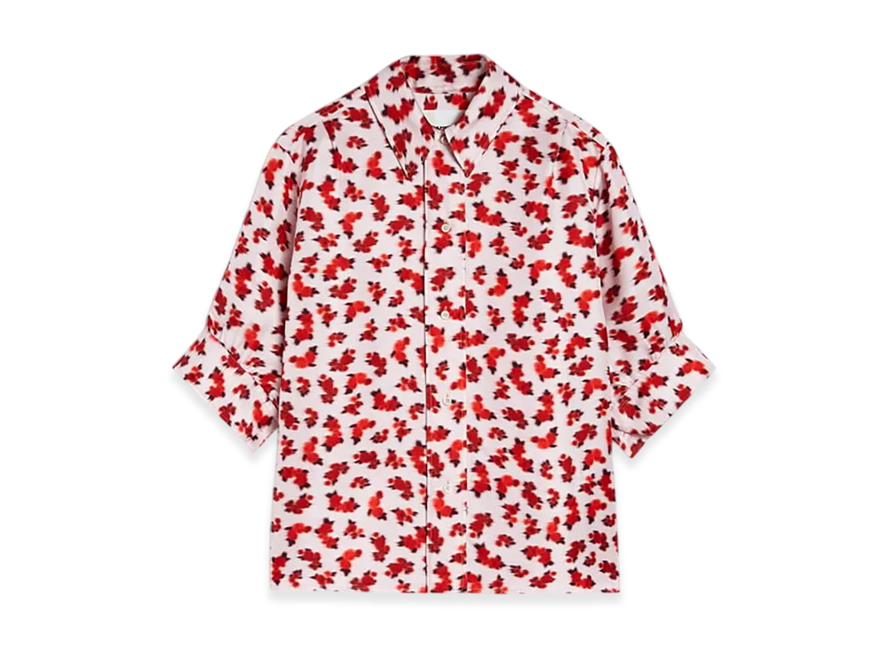 Jil Sander Fluid Viscose Printed Shirt "Raspberry Cream"