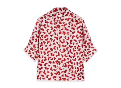 Jil Sander Fluid Viscose Printed Shirt "Raspberry Cream"