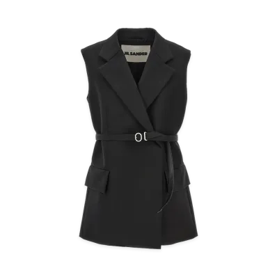 Jil Sander Belt Wool Vest "Black"