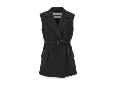 Jil Sander Women's Belt Wool Vest "Black"