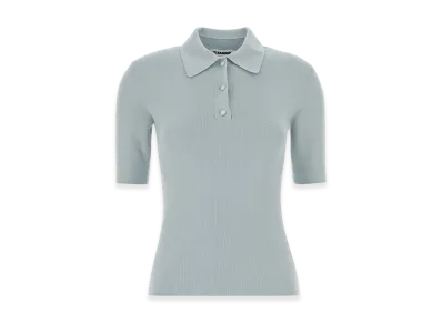 Jil Sander Women's Wool Polo Shirt "Pastel Light Blue"