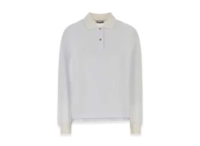 Jil Sander Women's Piquet Long Sleeve Polo Shirt "White"