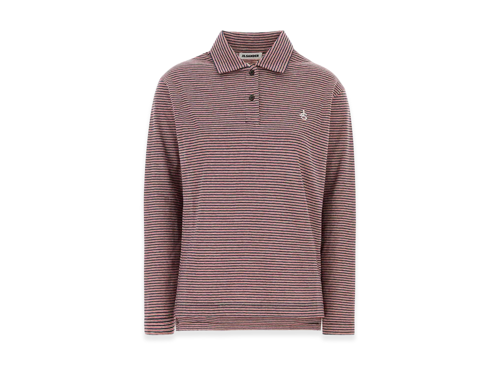 Jil Sander Women's Embroidered Cotton Oversize Polo Shirt "Stripped"