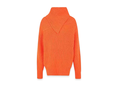 Jil Sander Women's Long Sleeves Foulard Neck Cardigan "Orange"