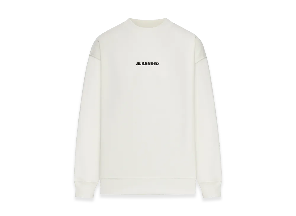 Jil Sander Women's Crew Neck Cotton Sweatshirt With Logo "White"