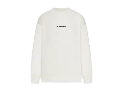 Jil Sander Women's Crew Neck Cotton Sweatshirt With Logo "White"