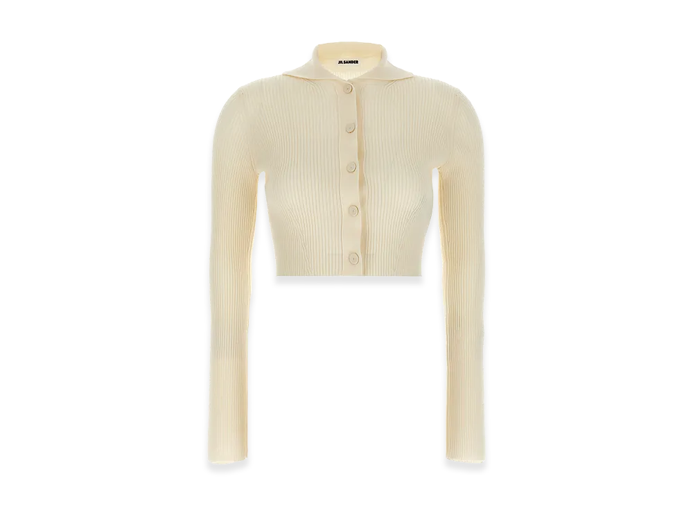Jil Sander Women's Ribbed Cardigan "White"