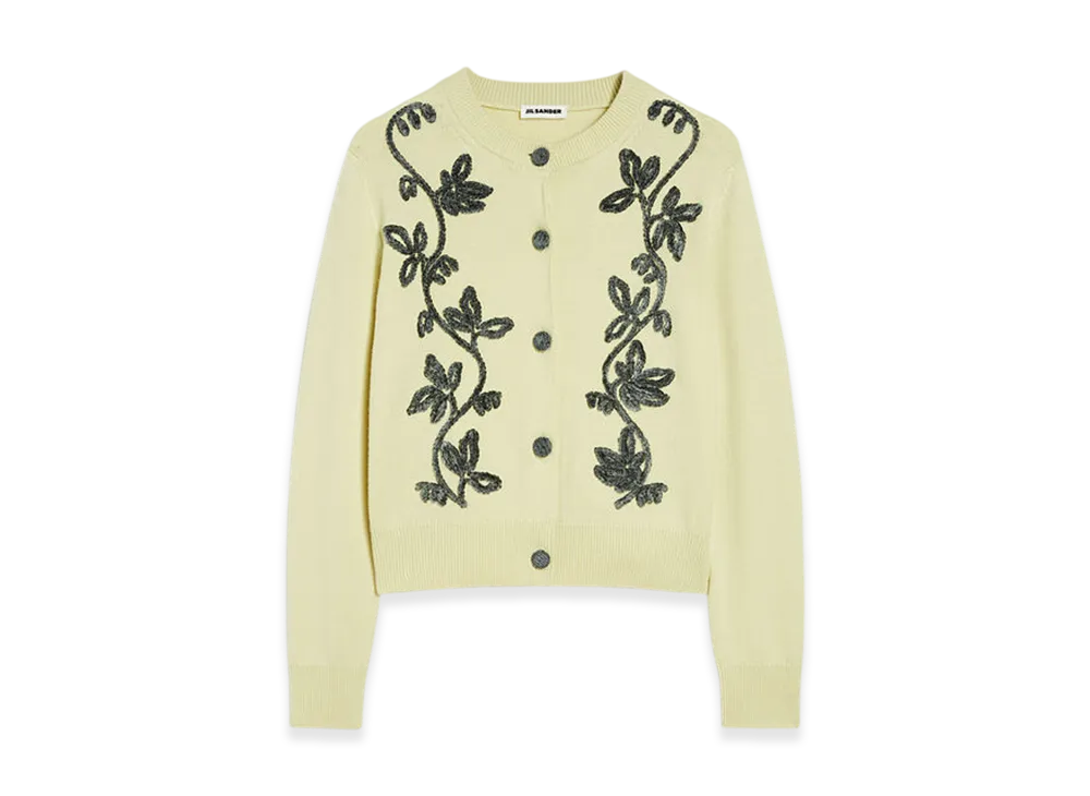 Jil Sander Wool Blend Embroidered Cardigan "Lime Wash"