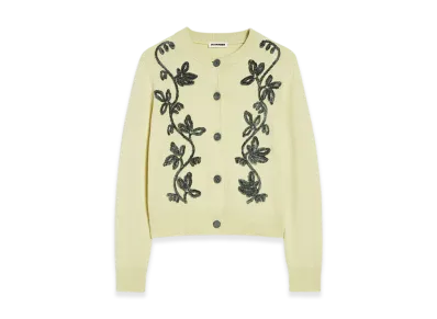 Jil Sander Wool Blend Embroidered Cardigan "Lime Wash"