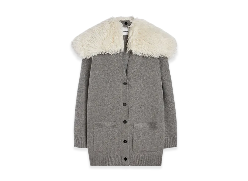 Jil Sander Midweight Wool Blend V-Neck Cardigan "Volcanic Glass"