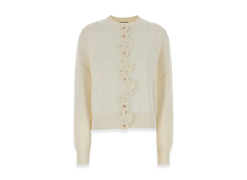 Jil Sander Women's Stretch Viscose Blend Cardigan "Ivory/White"