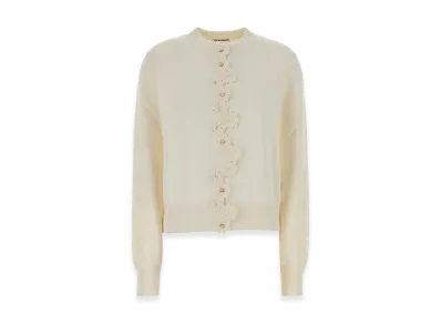 Jil Sander Women's Stretch Viscose Blend Cardigan "Ivory/White"