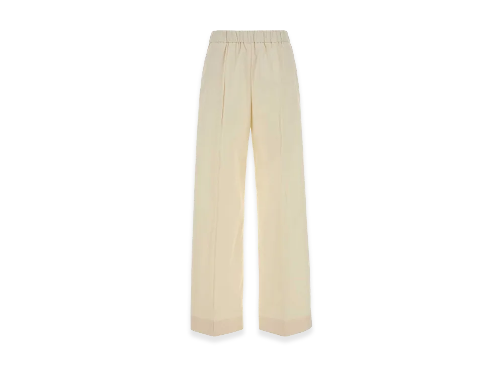 Jil Sander Women's Cotton Wide-Leg Pant "Ivory/White"