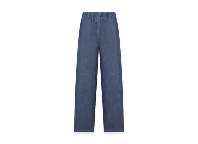 Jil Sander Women's Wide Leg Trousers In Lightweight Cotton Chambray "Blue"