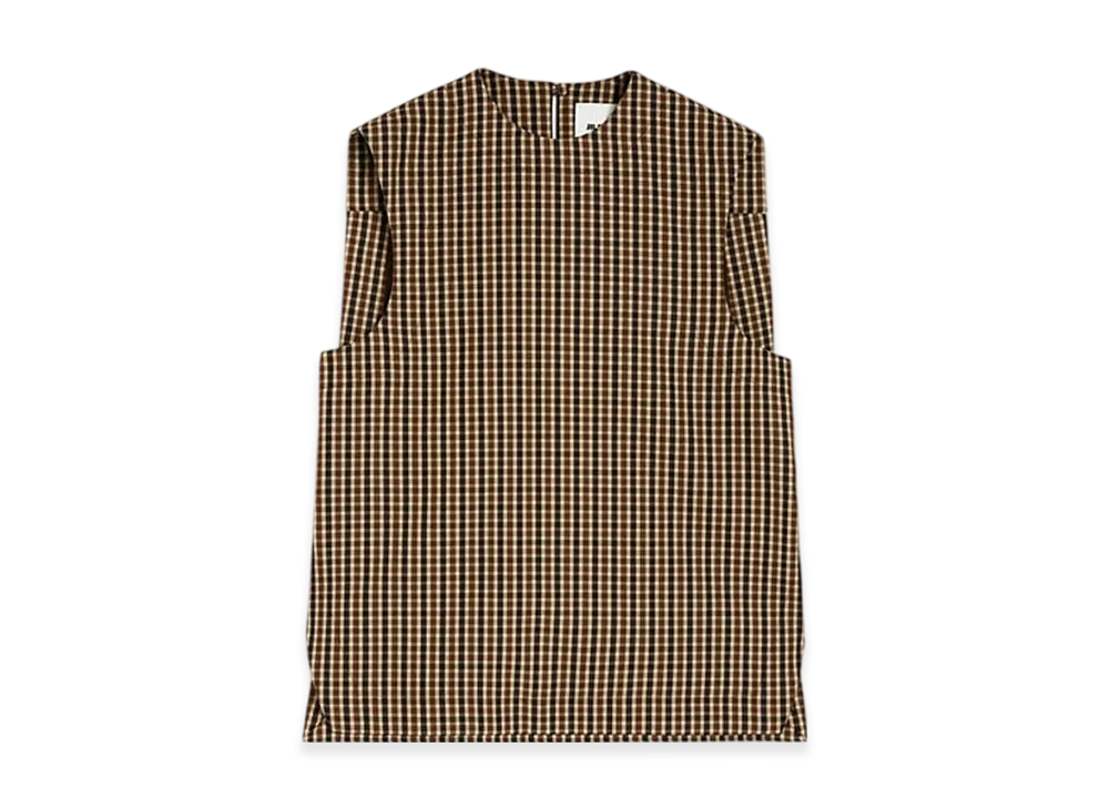 Jil Sander Wool Canvas Crew-Neck Vest "Hazelnut Mouline"