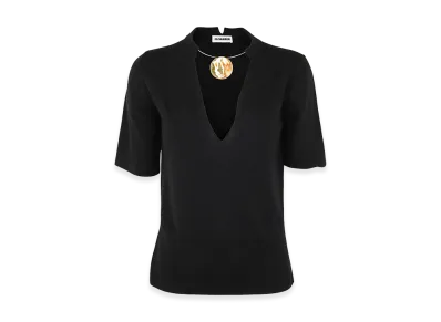 Jil Sander Women's Jewel Detailed T-Shirt "Black"
