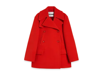 Jil Sander Wool Chevron Coat "Strawberry"