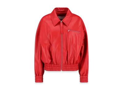 Jil Sander Women's Leather Bomber Jacket "Red"
