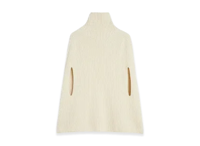 Jil Sander Midweight Wool High-Neck Cape "Eggshell"