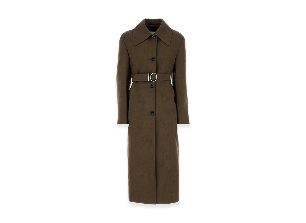 Jil Sander Women's Embroidered Wool Blend Coat "Brown"