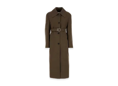 Jil Sander Women's Embroidered Wool Blend Coat "Brown"