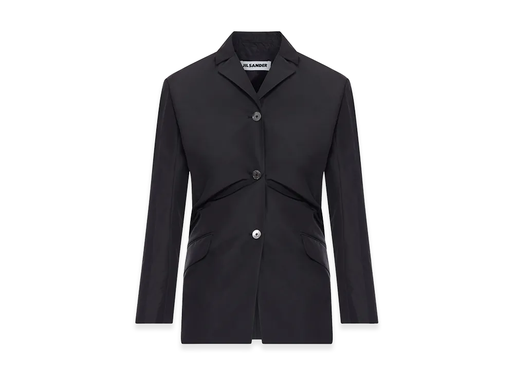 Jil Sander Women's Tailored Blazer In Technical Fabric With Back Draping "Black"