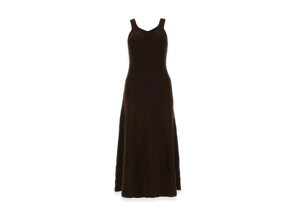 Jil Sander Women's Chocolate Cotton Blend Dress "Brown"