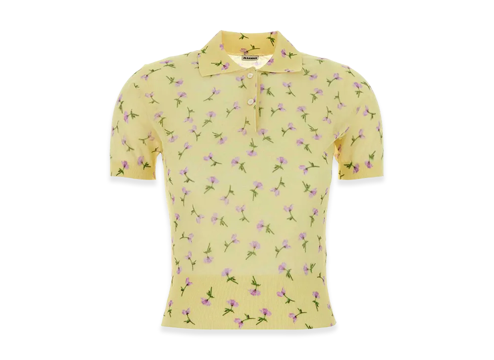 Jil Sander Women's Cotton Blend Polo Shirt "Printed/Yellow"
