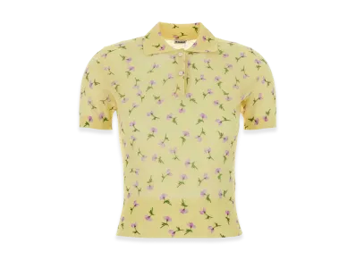 Jil Sander Women's Cotton Blend Polo Shirt "Printed/Yellow"