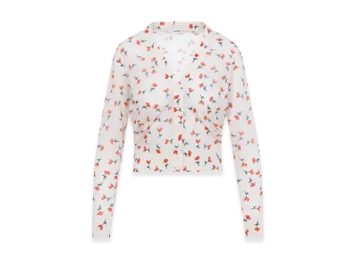 Jil Sander Women's V-Neck Cotton Cardigan "Nude/Neutrals"