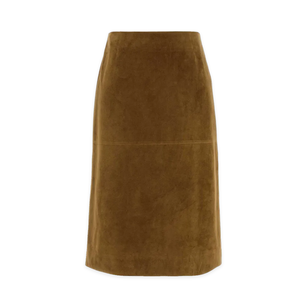 Jil Sander Women's Biscuit Suede Skirt "Brown"