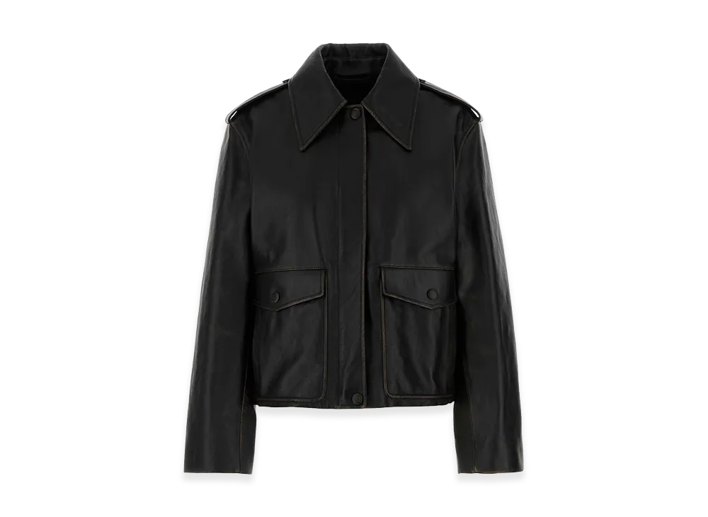 Jil Sander Women's Leather Jacket "Dark Brown"
