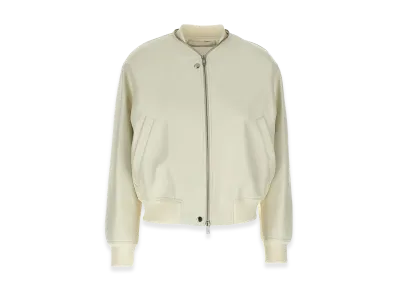 Jil Sander Women's Leather Bomber Jacket "White"