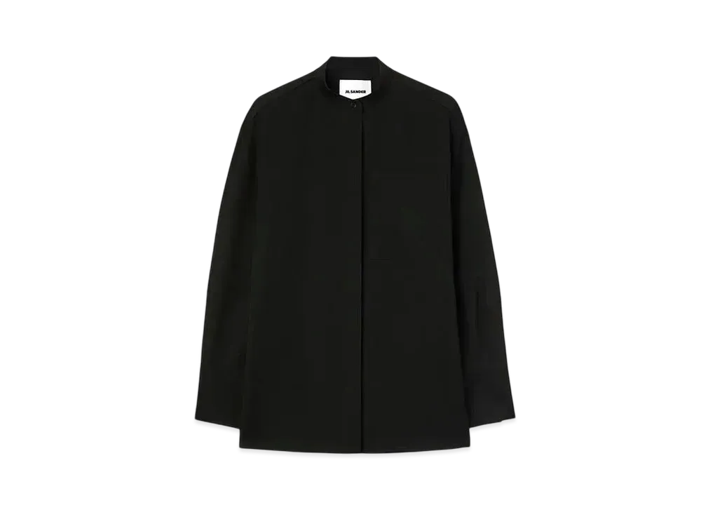 Jil Sander Women's Lightweight Wool Gabardine Shirt "Black"