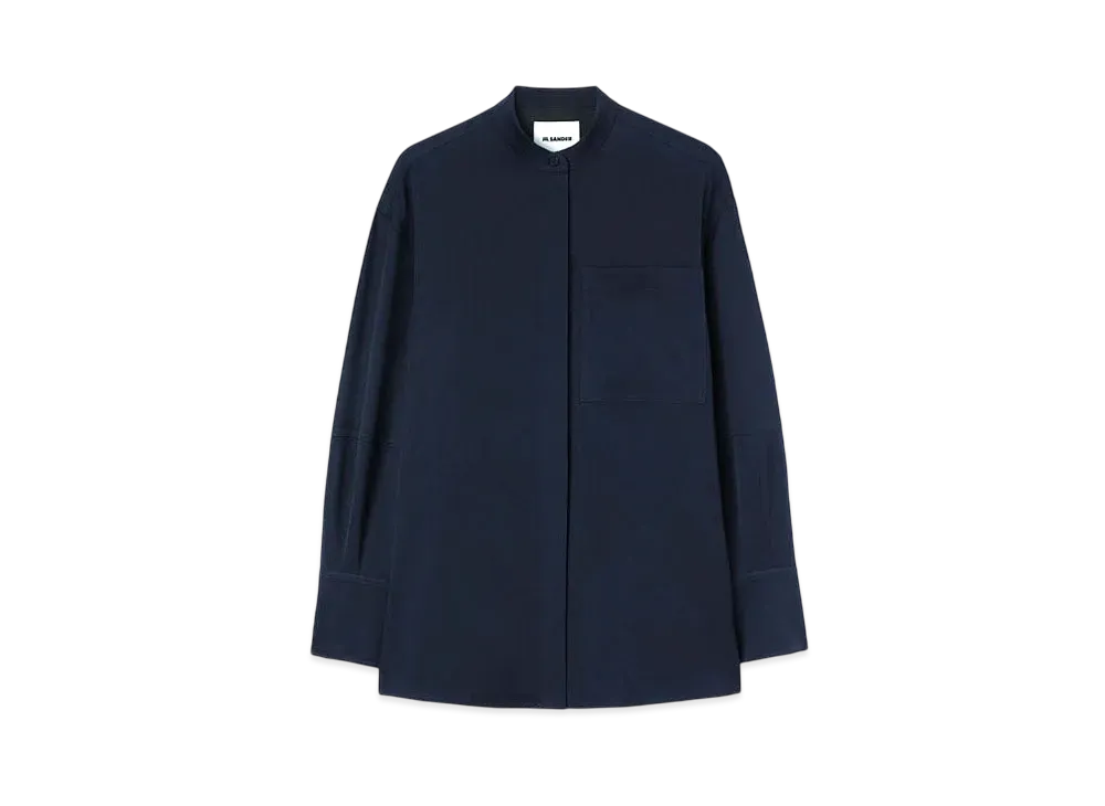 Jil Sander Women's Lightweight Wool Gabardine Shirt "Navy"