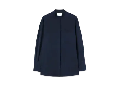 Jil Sander Women's Lightweight Wool Gabardine Shirt "Navy"